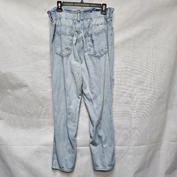 Kancan Severely Distressed Paper Bag Waist Light Wash Blue Denim Jeans Size 15 - Picture 3 of 6